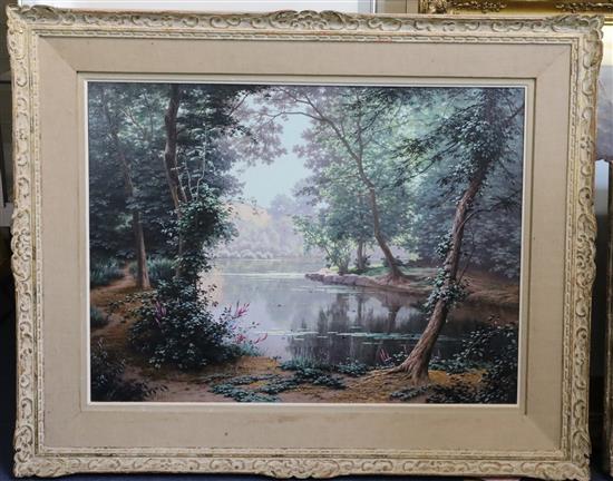 § Rene Charles Edmond His (1877-1960) Placid Waters 31 x 23in.